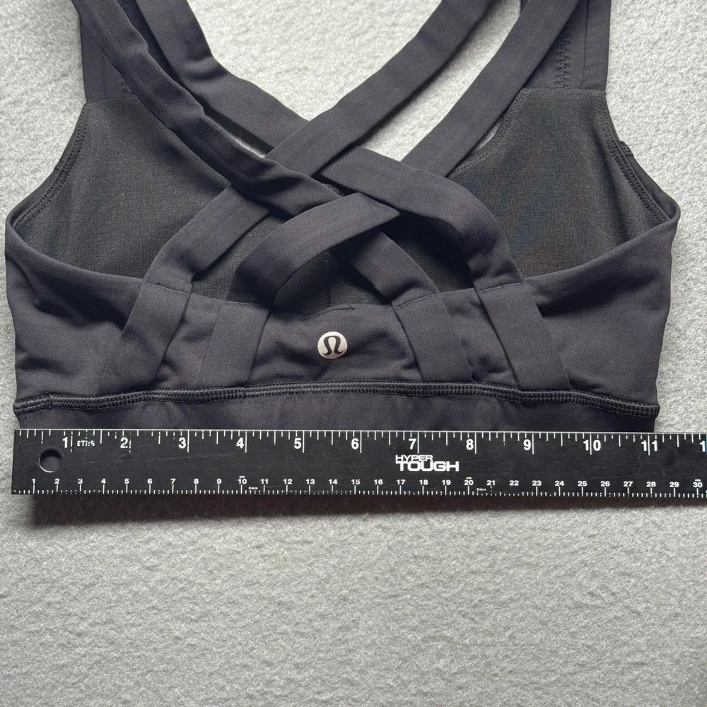 Lululemon 2-in-1 Tank Top Built-in Sports Bra Strappy Back Black Size 4 Yoga Gym